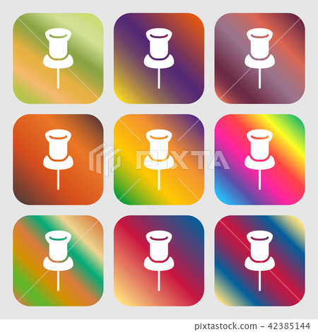 Clip Icon sign. Nine buttons with bright gradients - Stock Illustration ...