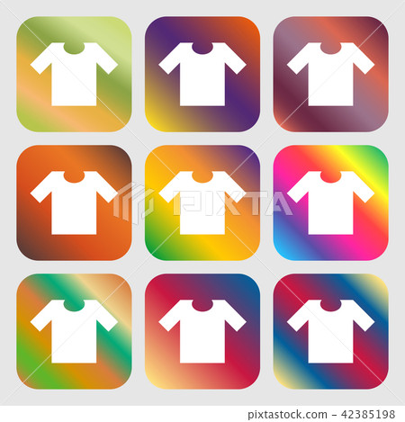 T-shirt icon sign. Nine buttons with bright gradie 42385198