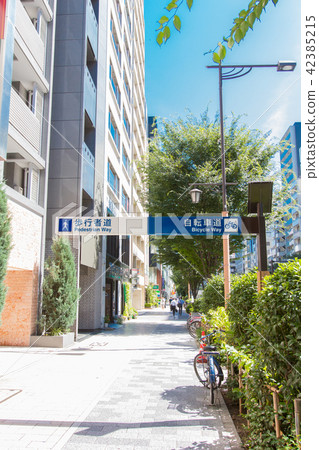 Separate sign of pedestrian path & bicycle path Separate sign of pedestrian path & bicycle path 42385215