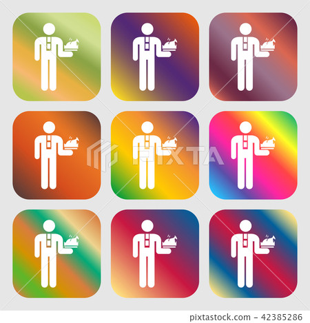 Waiter icon . Nine buttons with bright gradients f Waiter icon . Nine buttons with bright gradients f 42385286