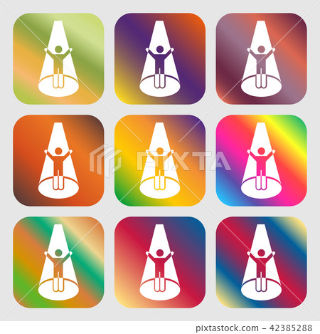 Spotlight icon . Nine buttons with bright gradient Spotlight icon . Nine buttons with bright gradient 42385288