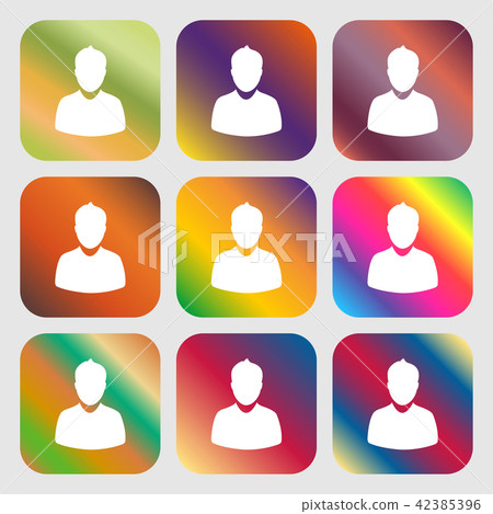 avatar Icon . Nine buttons with bright gradients f 42385396