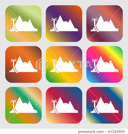 Mirage icon . Nine buttons with bright gradients f 42385405
