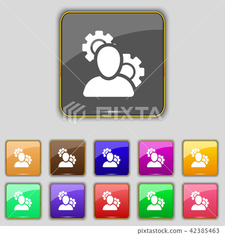 Profile Setting Icon sign. Set with eleven colored 42385463