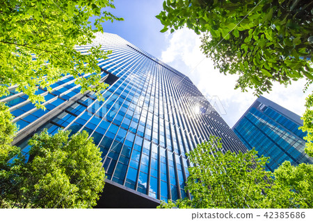 Landscape of many green office streets 42385686