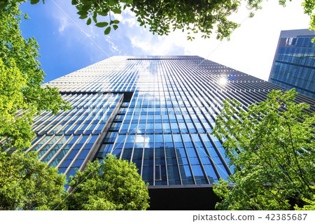 Landscape of many green office streets 42385687