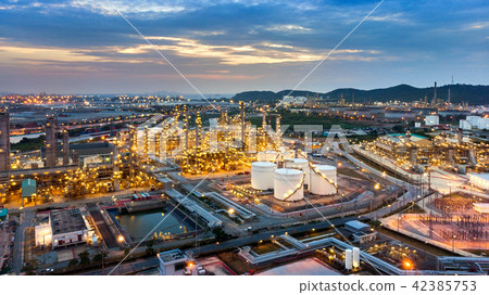 Aerial view of Oil refinery,Oil Industry at sunset 42385753