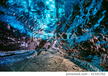 Ice cave inside glacier in Iceland. 42385762