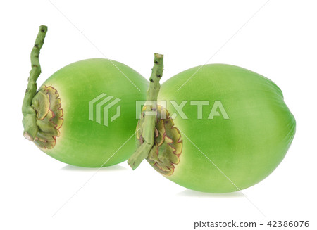 Green coconut fruit isolated on white background. Green coconut fruit isolated on white background. 42386076