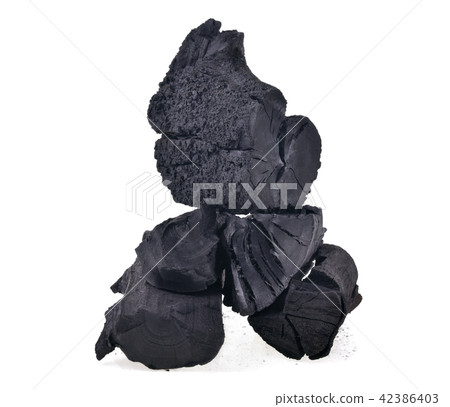 wood charcoal isolated on white background 42386403