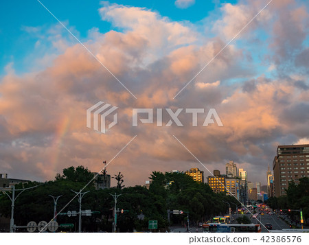 Sunset and rainbow in taipei Sunset and rainbow in taipei 42386576
