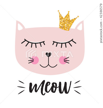 Little Cute Cat Princess Vector Illustration Little Cute Cat Princess Vector Illustration 42386579