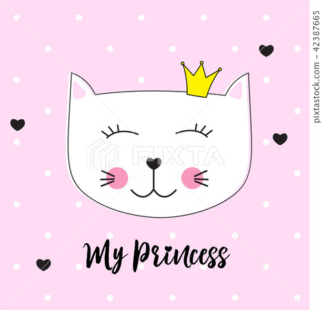 Little Cute Cat Princess Vector Illustration Little Cute Cat Princess Vector Illustration 42387665