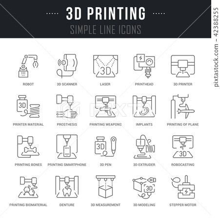 Set Vector Line Icons of 3D Printing. 42388255
