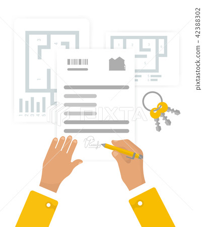 Flat Illustration of Contract Signing. 42388302