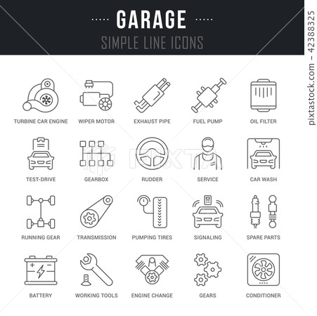 Set Vector Line Icons of Garage. 42388325