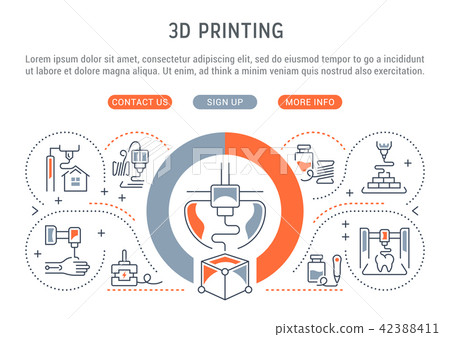 Linear Banner of 3D Printing. 42388411