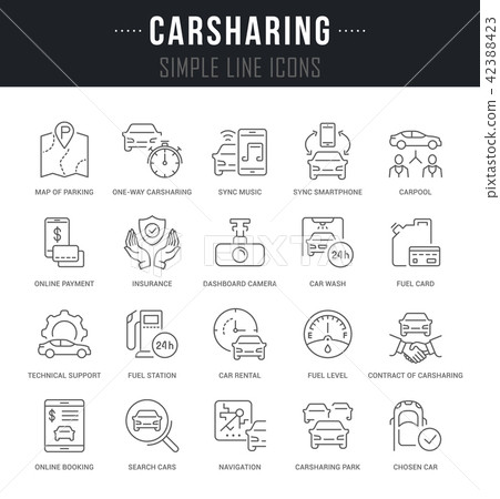 Set Vector Line Icons of Carsharing. 42388423