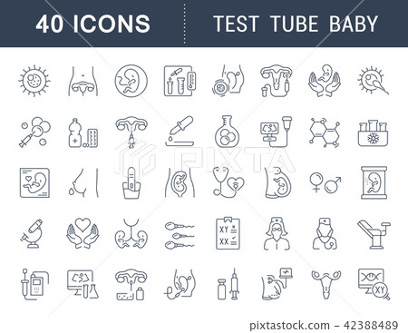 Set Vector Line Icons of Test Tube Baby. 42388489