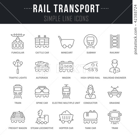 Set Vector Line Icons of Rail Transport. 42388724