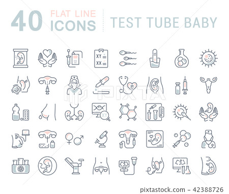 Set Vector Line Icons of Test Tube Baby. 42388726