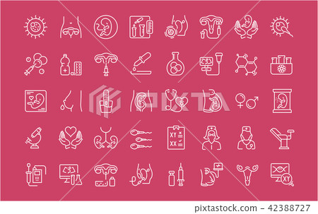 Set of Line Icons of Test Tube Baby. 42388727