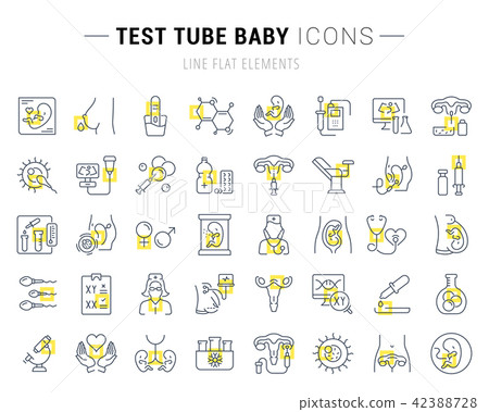 Set Vector Line Icons of Test Tube Baby. 42388728
