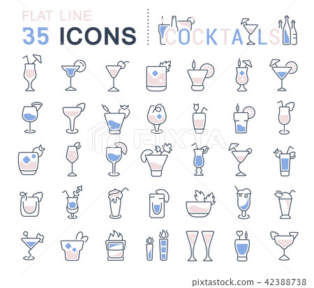 Set Vector Line Icons of Cocktails. 42388738