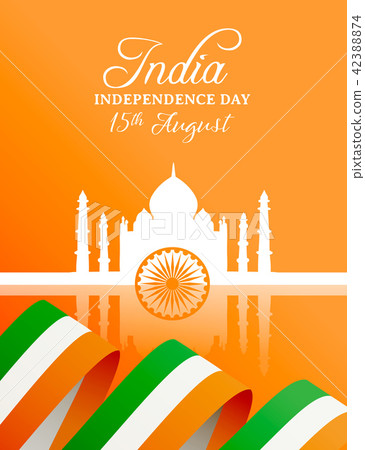 India Independence Day Taj Mahal greeting card - Stock Illustration ...