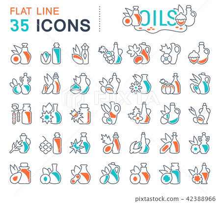 Set Vector Line Icons of Oils Set Vector Line Icons of Oils 42388966