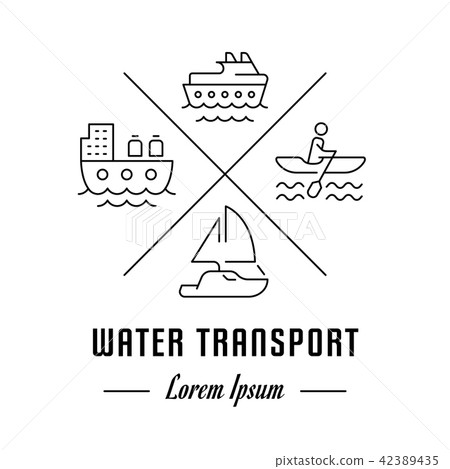 Vector Line Banner Water Transport. 42389435