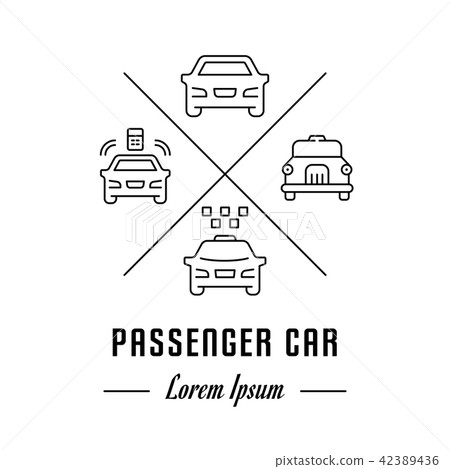 Vector Line Banner Passenger Car. Vector Line Banner Passenger Car. 42389436