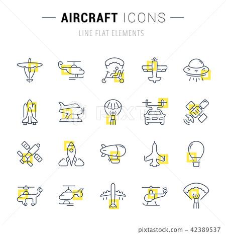Set Vector Line Icons of Aircraft. 42389537
