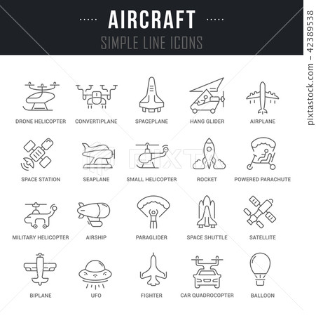 Set Vector Line Icons of Aircraft. Set Vector Line Icons of Aircraft. 42389538