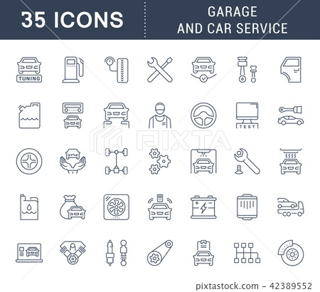 Set Vector Line Icons of Garage and Car Service. 42389552