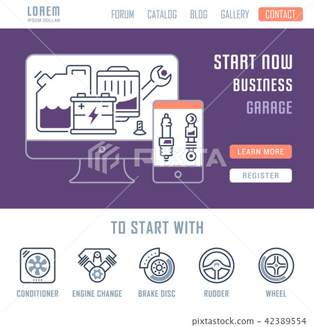 Website Banner and Landing Page of Garage. 42389554