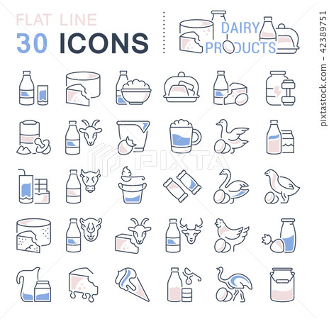 Set Vector Line Icons of Dairy Products. 42389751