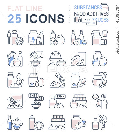Set Vector Line Icons of Food Additives. Set Vector Line Icons of Food Additives. 42389784