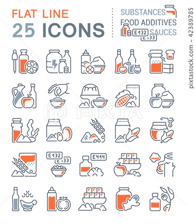 Set Vector Line Icons of Food Additives. Set Vector Line Icons of Food Additives. 42389785
