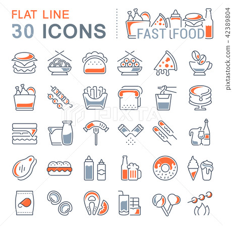 Set Vector Line Icons of Fast Food. 42389804