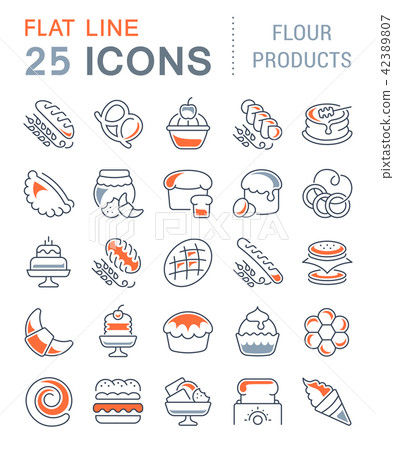 Set Vector Line Icons of Flour Products. 42389807
