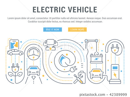 Website Banner of Electric Vehicle. 42389999