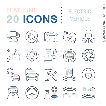 Set Vector Line Icons of Electric Vehicle. Set Vector Line Icons of Electric Vehicle. 42390011