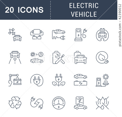 Set Vector Line Icons of Electric Vehicle. Set Vector Line Icons of Electric Vehicle. 42390012
