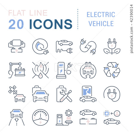 Set Vector Line Icons of Electric Vehicle. Set Vector Line Icons of Electric Vehicle. 42390014