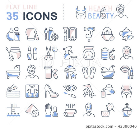 Set Vector Line Icons of Health and Beauty 42390040