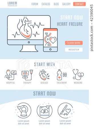 Website Banner And Landing Page Of Heart Failure Stock