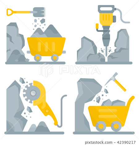 Set of Banners of Tools for Working in the Mine. Set of Banners of Tools for Working in the Mine. 42390217