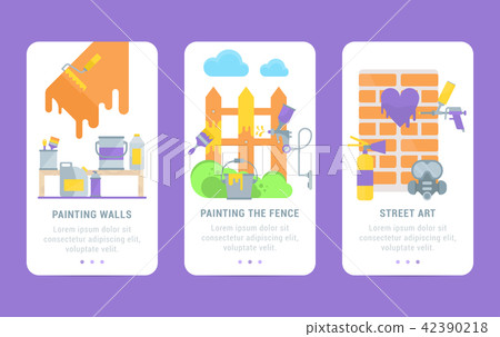 Set of Cards of Tools for Painting. 42390218