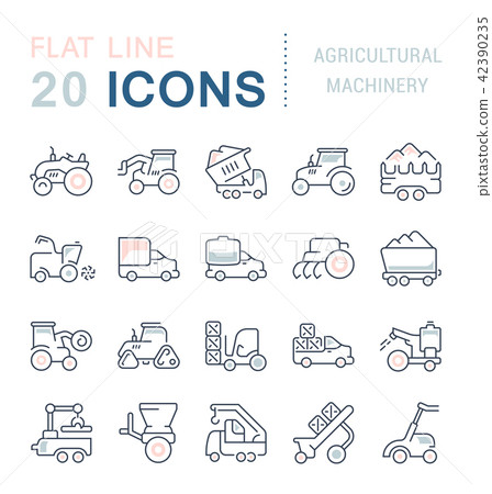Set Vector Line Icons Agricultural Machinery. 42390235